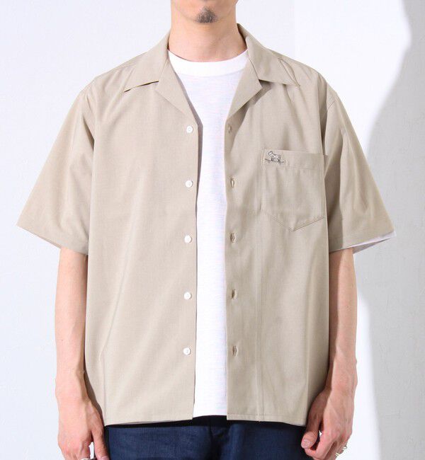 GLOSTER「【GLOSTER/グロスター】フレンチブルドッグ刺繍 COOLMAX オープンカラーシャツ」|シャツ・ブラウス|