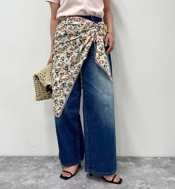 fredy emue「【POM Amsterdam／ポムアムステルダム】プリント三角ストール」|ストール|オレンジ系その他