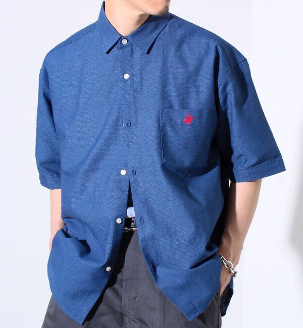 GLOSTER「【BEVERLY HILLS POLO CLUB】テックシアー速乾半袖シャツ」|シャツ・ブラウス|ネイビー