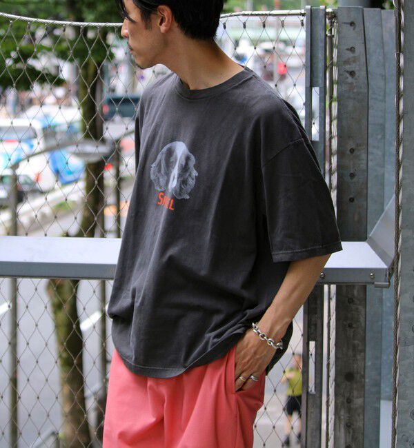 GLOSTER「【新柄追加】【GLOSTER/グロスター】DOG&CAT 犬猫プリント ピグメント プリントTシャツ」|Tシャツ・カットソー|