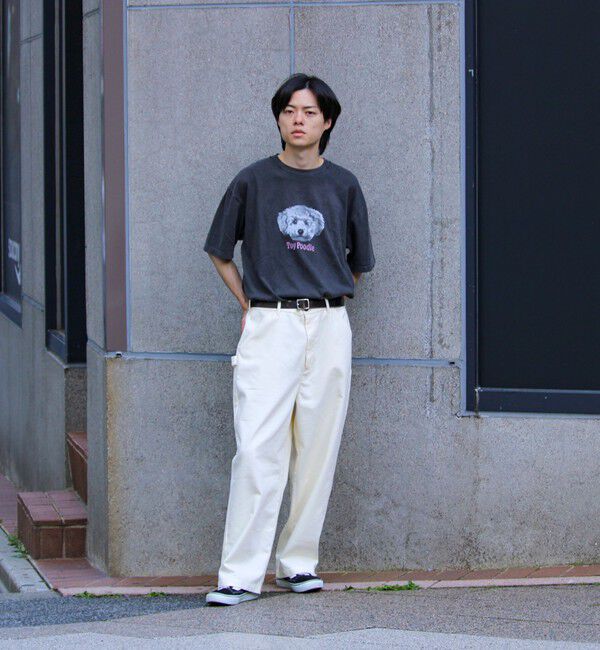 GLOSTER「【新柄追加】【GLOSTER/グロスター】DOG&CAT 犬猫プリント ピグメント プリントTシャツ」|Tシャツ・カットソー|