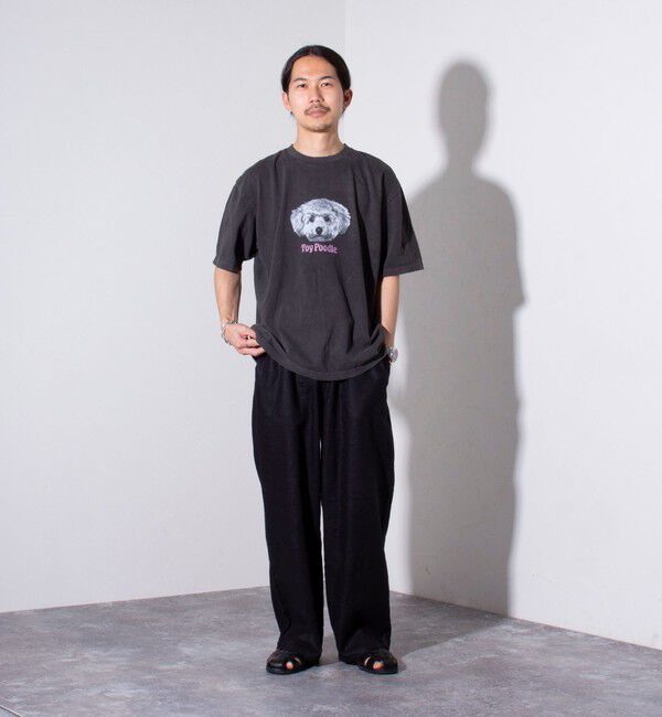 GLOSTER「【新柄追加】【GLOSTER/グロスター】DOG&CAT 犬猫プリント ピグメント プリントTシャツ」|Tシャツ・カットソー|