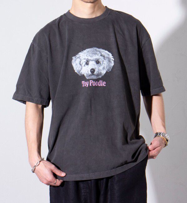GLOSTER「【新柄追加】【GLOSTER/グロスター】DOG&CAT 犬猫プリント ピグメント プリントTシャツ」|Tシャツ・カットソー|