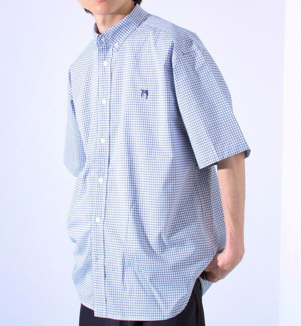 GLOSTER「【GLOSTER/グロスター】BOY ASTLAD ボタンダウン 半袖チェックシャツ ワンポイント」|シャツ・ブラウス|ホワイト系その他