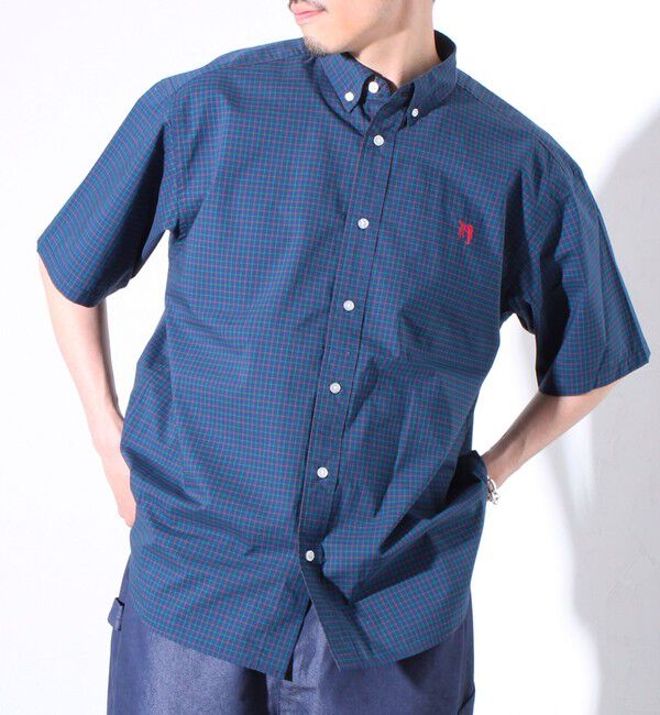 GLOSTER「【GLOSTER/グロスター】BOY ASTLAD ボタンダウン 半袖チェックシャツ ワンポイント」|シャツ・ブラウス|