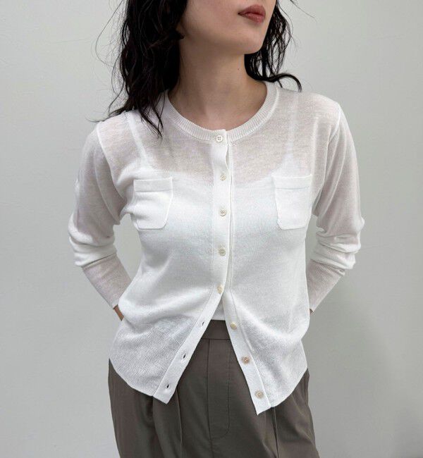 fredy emue「リネン混ポケ付きカーディガン」|カーディガン|オフホワイト