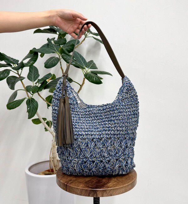 fredy emue「MIXペーパー柄編みワンハンドルバッグ」|かごバッグ|