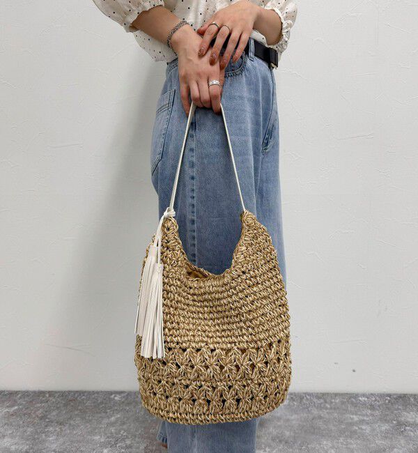 fredy emue「MIXペーパー柄編みワンハンドルバッグ」|かごバッグ|