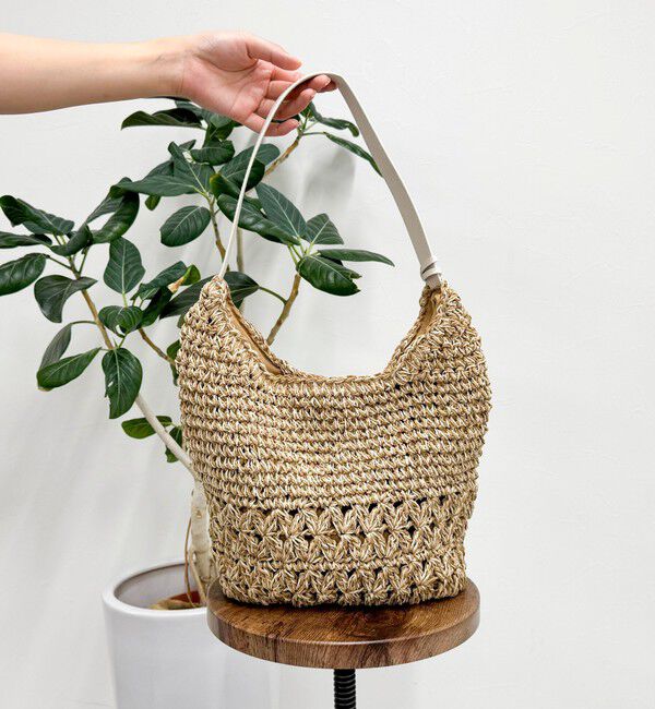 fredy emue「MIXペーパー柄編みワンハンドルバッグ」|かごバッグ|