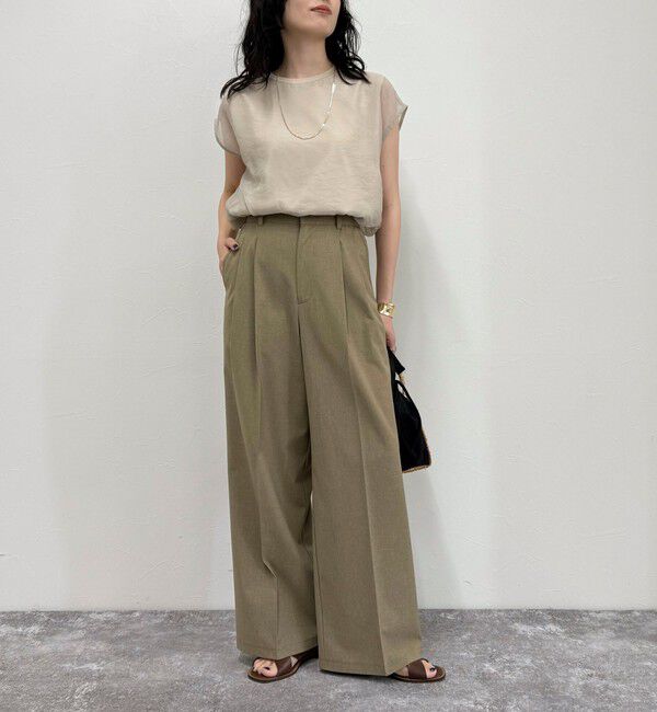 fredy emue「【吸水速乾/接触冷感/ウォッシャブル/防シワ加工】接触冷感タックスラックスパンツ」|スラックス|