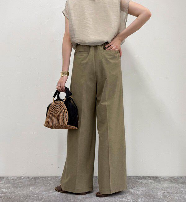 fredy emue「【吸水速乾/接触冷感/ウォッシャブル/防シワ加工】接触冷感タックスラックスパンツ」|スラックス|