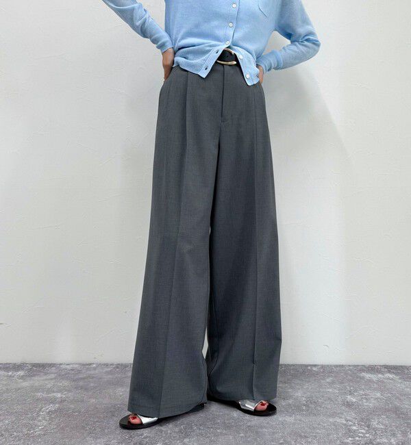 fredy emue「【吸水速乾/接触冷感/ウォッシャブル/防シワ加工】接触冷感タックスラックスパンツ」|スラックス|