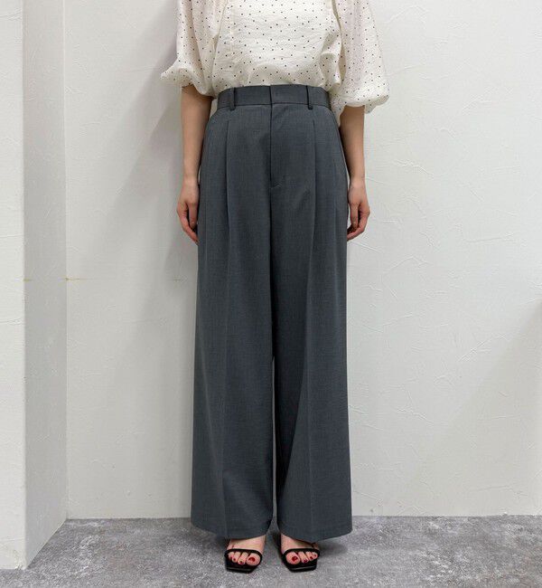 fredy emue「【吸水速乾/接触冷感/ウォッシャブル/防シワ加工】接触冷感タックスラックスパンツ」|スラックス|