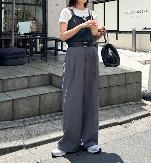 fredy emue「【吸水速乾/接触冷感/ウォッシャブル/防シワ加工】接触冷感タックスラックスパンツ」|スラックス|