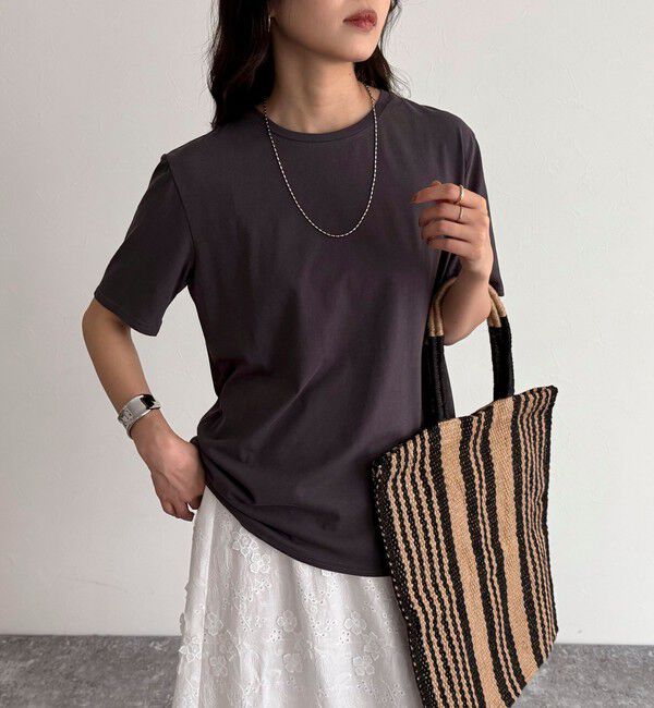 fredy emue「ハイツイストコットンTシャツ」|Tシャツ・カットソー|チャコールグレー