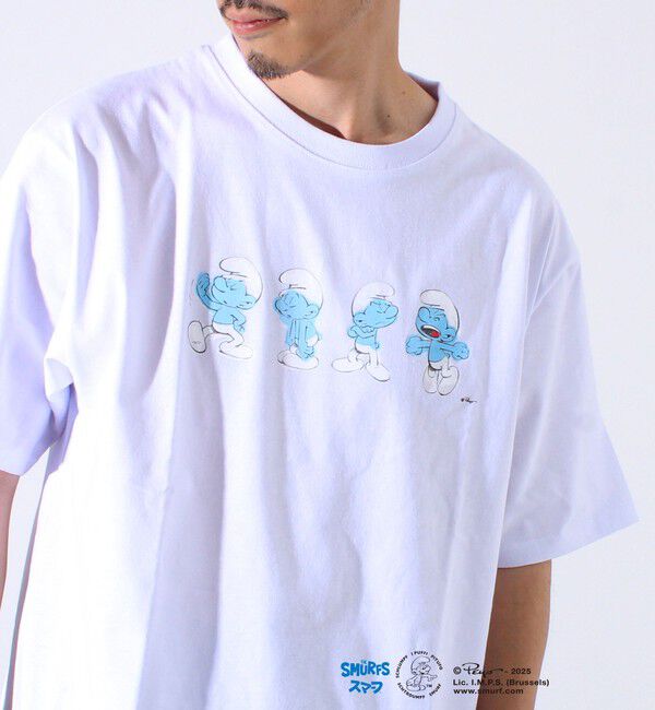 FREDY MAC「表情連続プリント スマーフ フロントTシャツ? 」|Tシャツ・カットソー|ホワイト