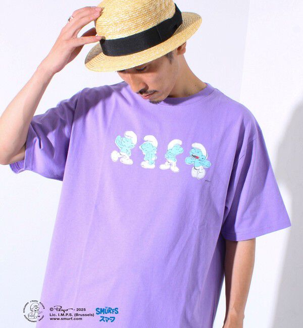 FREDY MAC「表情連続プリント スマーフ フロントTシャツ? 」|Tシャツ・カットソー|ラベンダー