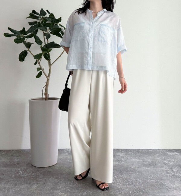 fredy emue「半袖シアーストライプシャツ」|シャツ・ブラウス|