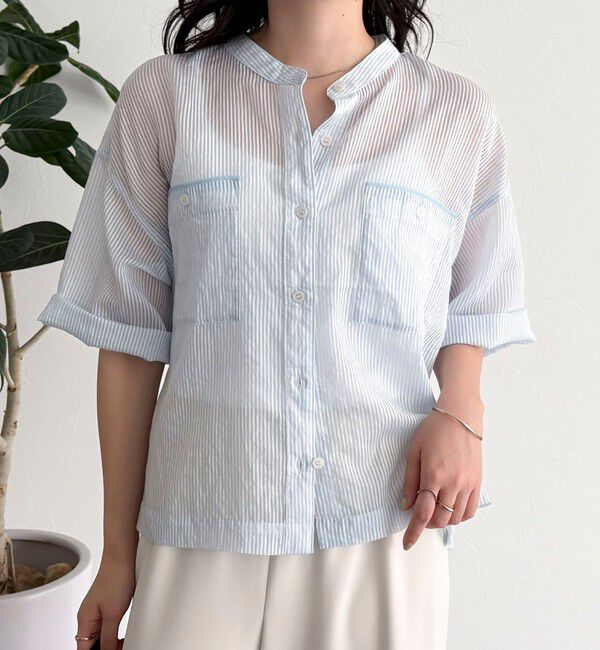 fredy emue「半袖シアーストライプシャツ」|シャツ・ブラウス|