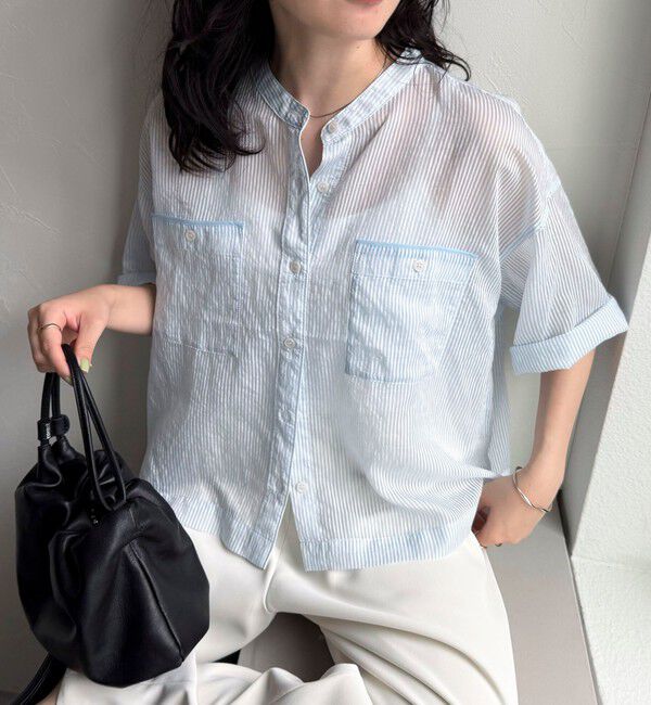 fredy emue「半袖シアーストライプシャツ」|シャツ・ブラウス|