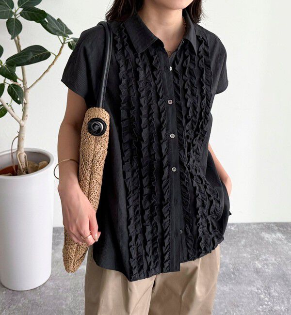 fredy emue「フレンチスリーブフリルブラウス」|シャツ・ブラウス|