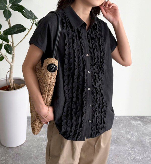 fredy emue「フレンチスリーブフリルブラウス」|シャツ・ブラウス|