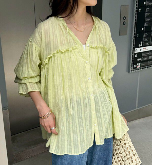 fredy emue「コットンギャザーオーバーブラウス」|シャツ・ブラウス|イエロー系その他