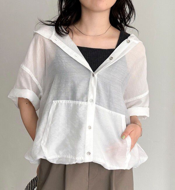 fredy emue「シアーフーディハーフスリーブシャツ」|シャツ・ブラウス|