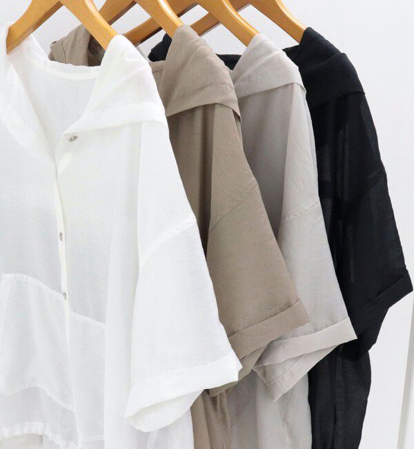 fredy emue「シアーフーディハーフスリーブシャツ」|シャツ・ブラウス|