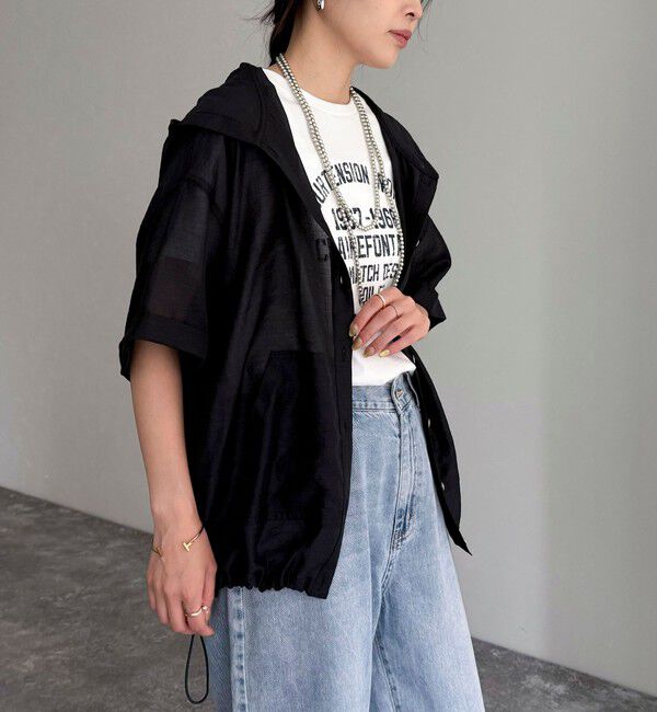 fredy emue「シアーフーディハーフスリーブシャツ」|シャツ・ブラウス|