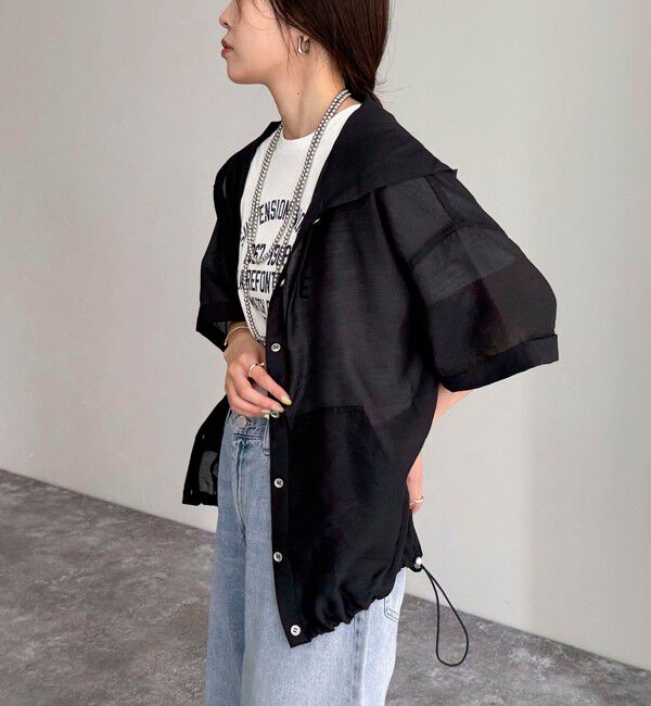 fredy emue「シアーフーディハーフスリーブシャツ」|シャツ・ブラウス|