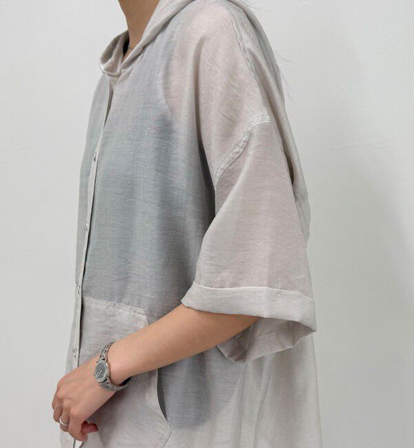 fredy emue「シアーフーディハーフスリーブシャツ」|シャツ・ブラウス|