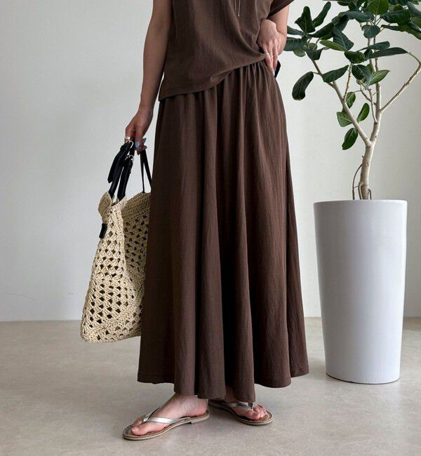 fredy emue「《セットアップ対応》タンブラー鹿の子フレアースカート」|スカート|ブラウン