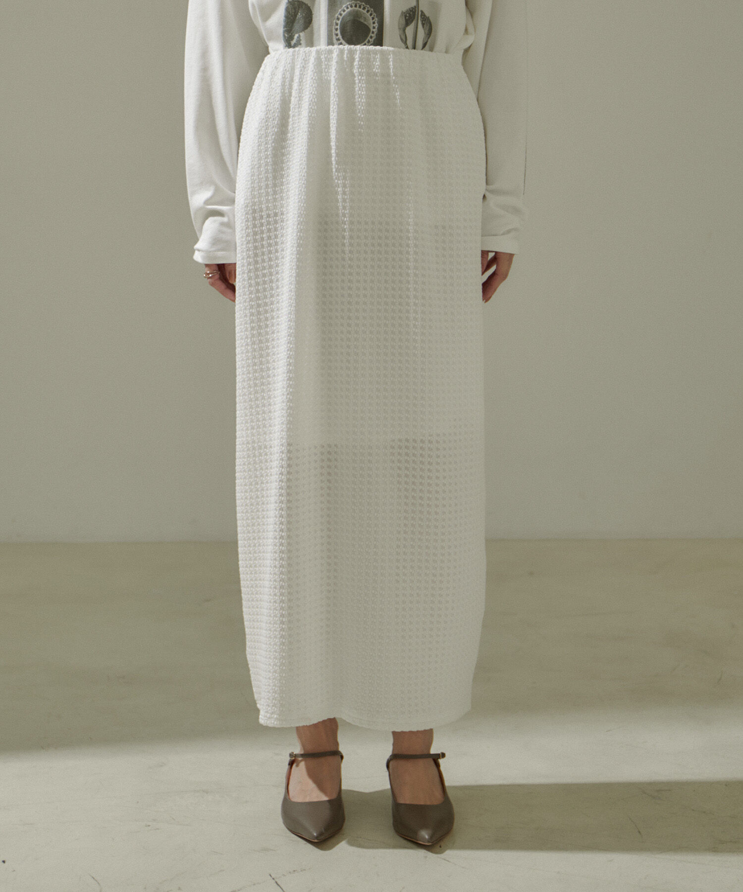 SALON adam et rope'「KINANシャーリングジャガードタイトスカート【セットアップ対応・洗える】」|スカート|