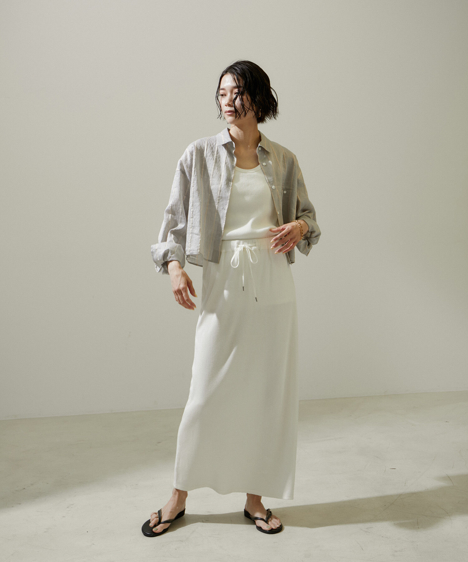 SALON adam et rope'「ヴィンテージライクリブタンクトップ【セットアップ対応・洗える】」|タンクトップ|