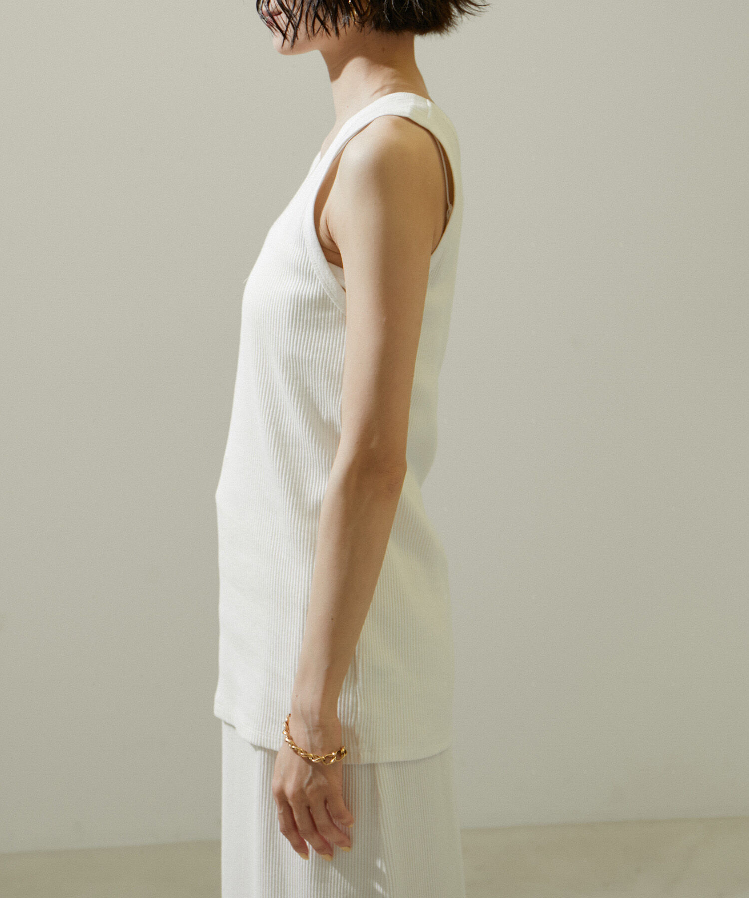 SALON adam et rope'「ヴィンテージライクリブタンクトップ【セットアップ対応・洗える】」|タンクトップ|