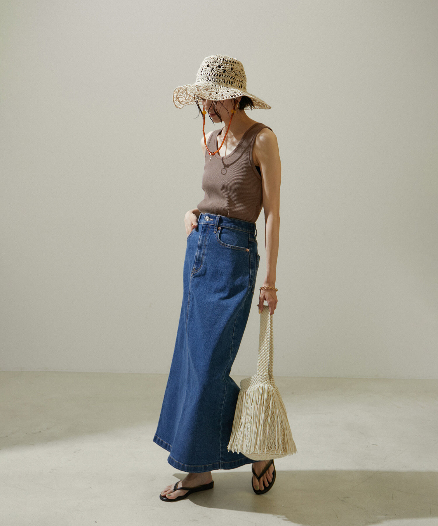 SALON adam et rope'「ヴィンテージライクリブタンクトップ【セットアップ対応・洗える】」|タンクトップ|