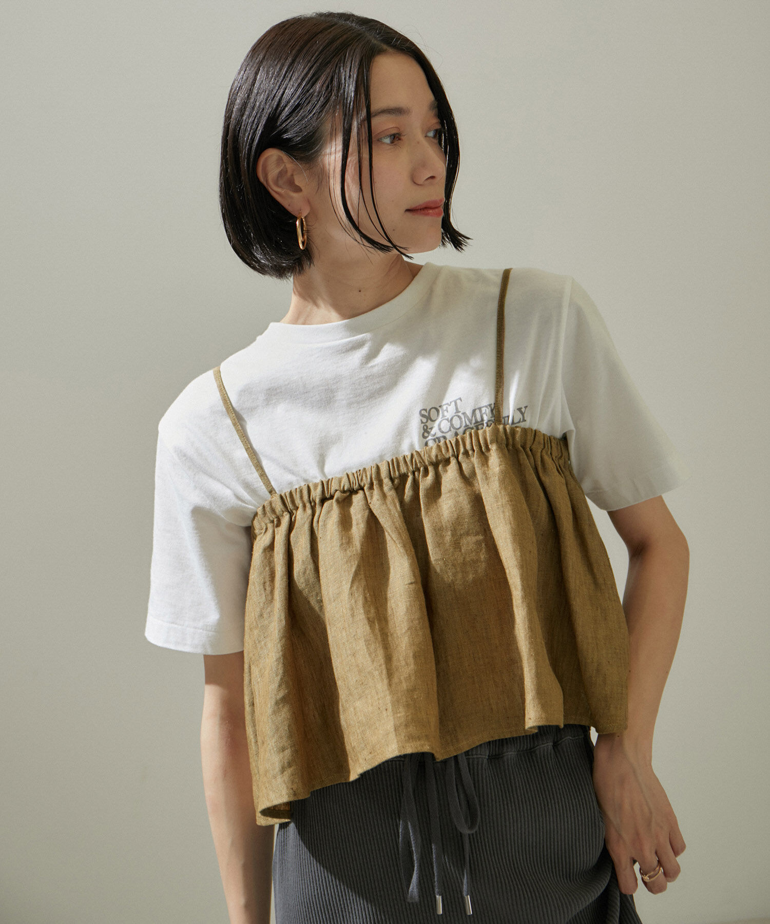 SALON adam et rope'「リネンビスチェ＆リブタンクセット」|タンクトップ|