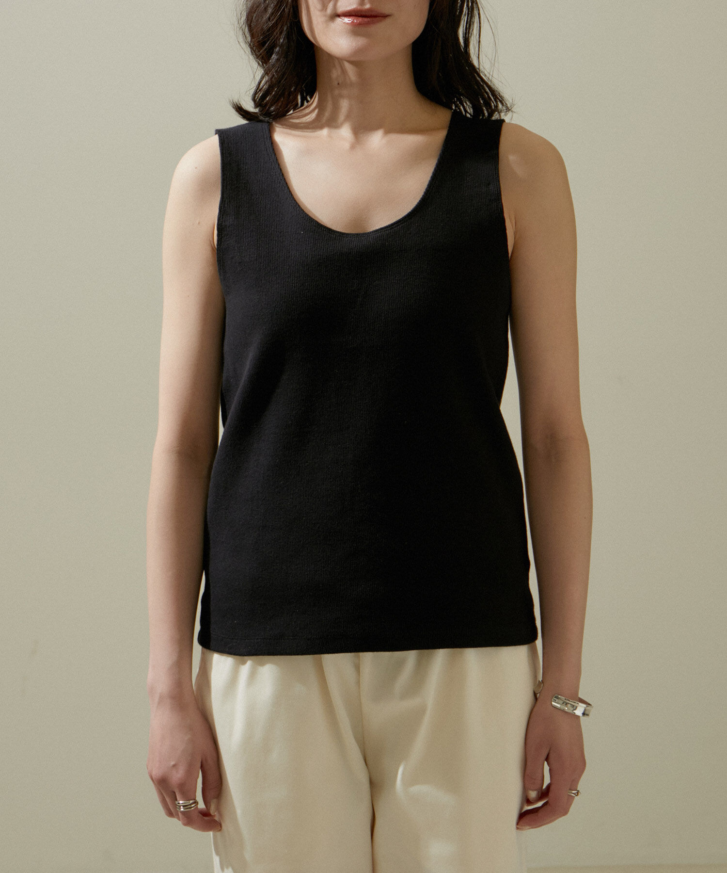 SALON adam et rope'「リネンビスチェ＆リブタンクセット」|タンクトップ|