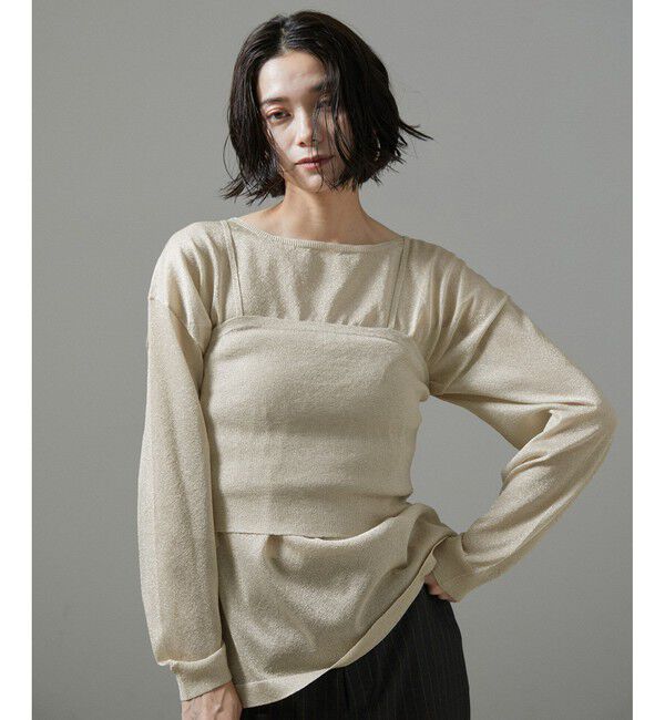 SALON adam et rope'「シアーラメビスチェセットプルオーバー【洗える】」|Tシャツ・カットソー|