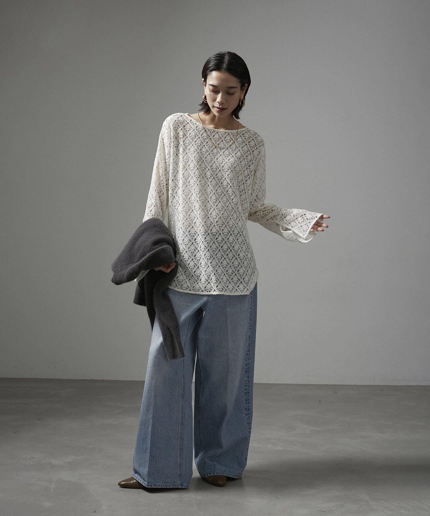 SALON adam et rope'「センタープレスバギーデニム」|デニム|