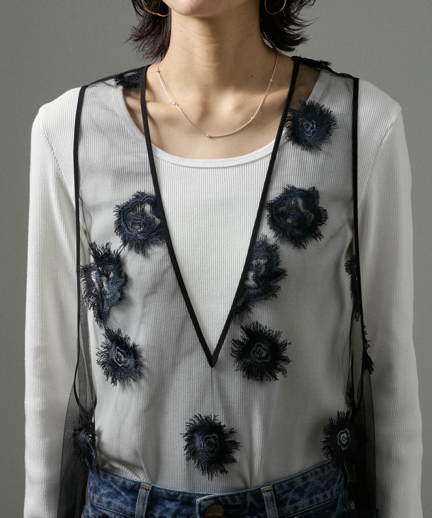 SALON adam et rope'「【前後2WAY】フラワーエンブロイダリーシアージャンパースカート」|ワンピース|