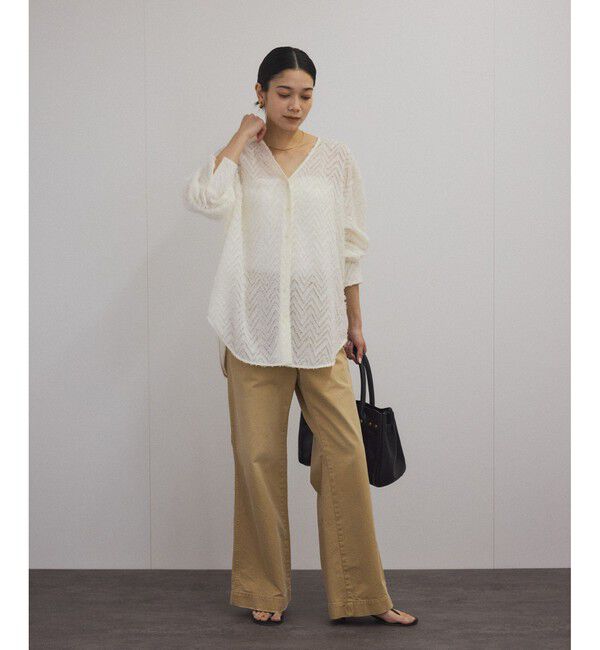 SALON adam et rope'「モンターニュジャガードVネックシャツ / シアーブラウス」|シャツ・ブラウス|