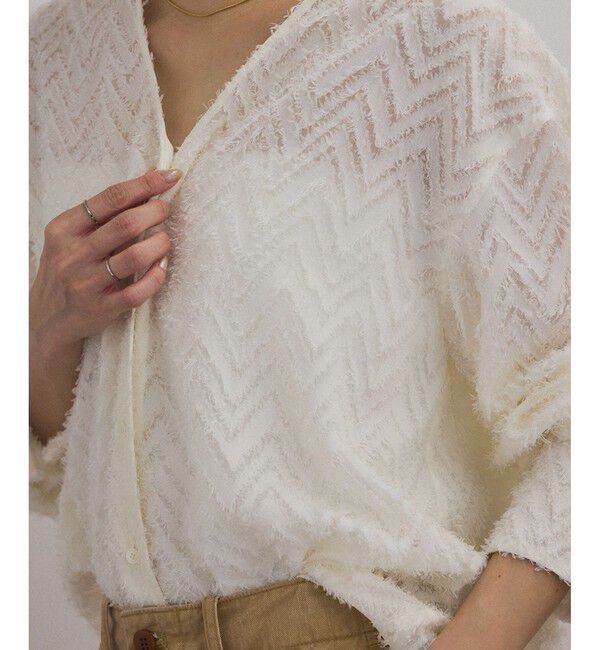 SALON adam et rope'「モンターニュジャガードVネックシャツ / シアーブラウス」|シャツ・ブラウス|