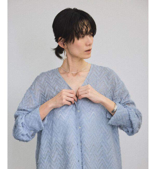 SALON adam et rope'「モンターニュジャガードVネックシャツ / シアーブラウス」|シャツ・ブラウス|