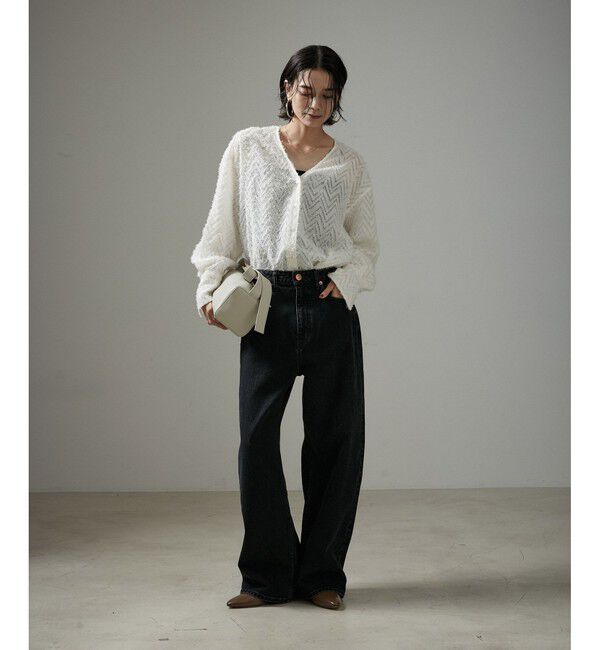 SALON adam et rope'「モンターニュジャガードVネックシャツ / シアーブラウス」|シャツ・ブラウス|