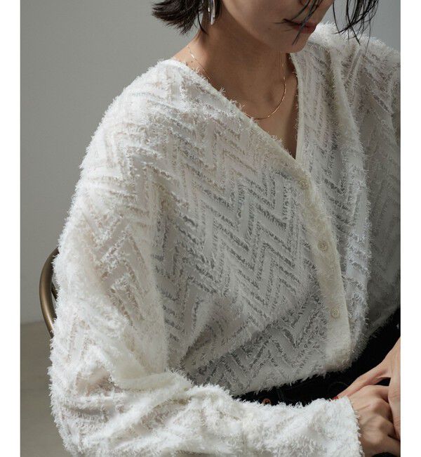 SALON adam et rope'「モンターニュジャガードVネックシャツ / シアーブラウス」|シャツ・ブラウス|