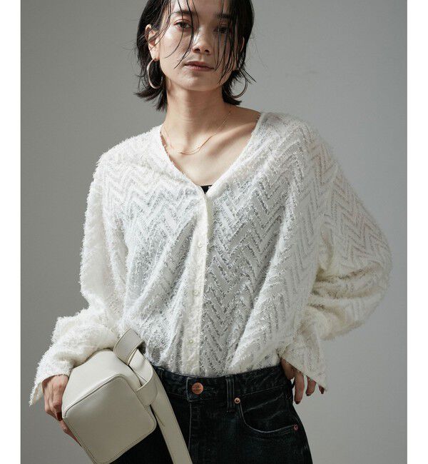 SALON adam et rope'「モンターニュジャガードVネックシャツ / シアーブラウス」|シャツ・ブラウス|