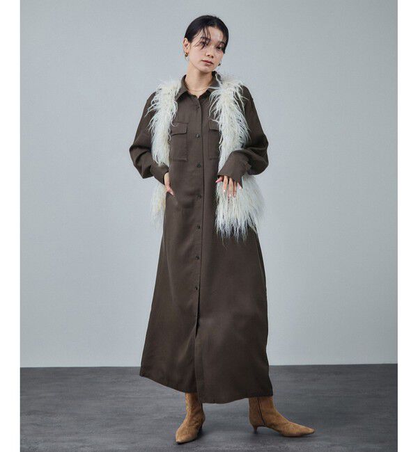 SALON adam et rope'「セルロースウォッシャブルシャツワンピース」|ワンピース|チャコール(06)