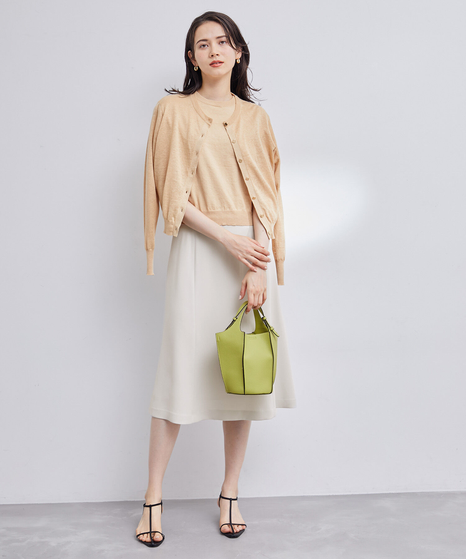 ROPE「アセテートダブルクロス セミフレアスカート/セレモニー・セットアップ対応」|スカート|